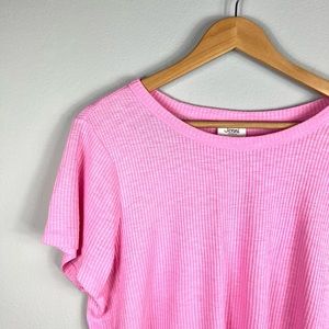 Jenni Intimates Pink Ribbed Short Sleeve Top Size Medium